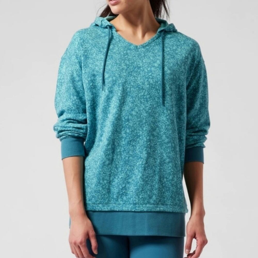 Athleta Sundown Alliance Hooded Pullover Sweatshirt Teal Women's Size Small